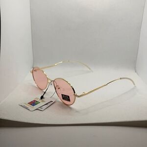 Eyedentification Oval 90’s Retro Women’s Gold Frame Pink Lens Sunglasses